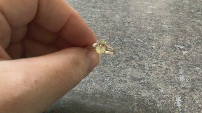 10k greenish yellow Beryl and diamond ring size N yellow gold TGGC