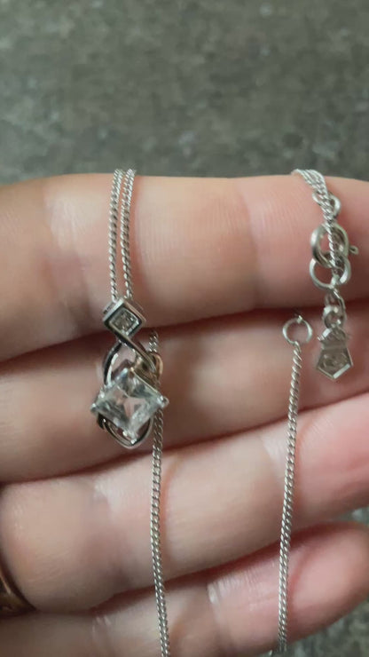 Clogau Welsh Royalty White Topaz pendant necklace 18-22” in silver and rose gold