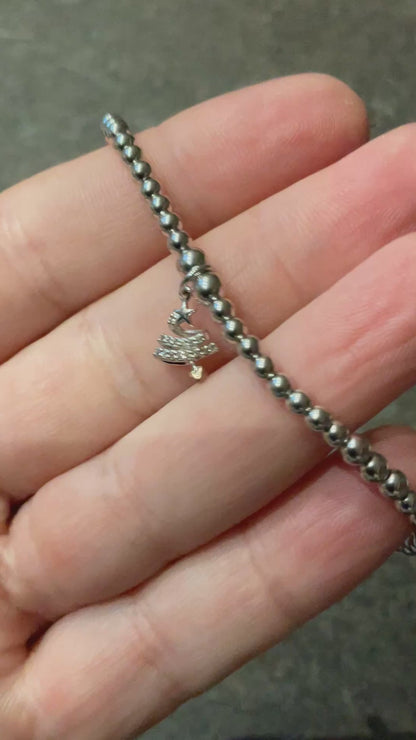 Clogau White Topaz Christmas Tree affinity bead stretch bracelet in silver and rose gold