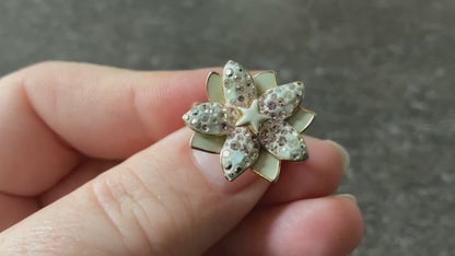 Swarovski LOUELLA flower ring gold tone size P1/2 crystal and enamel (1 stone missing)