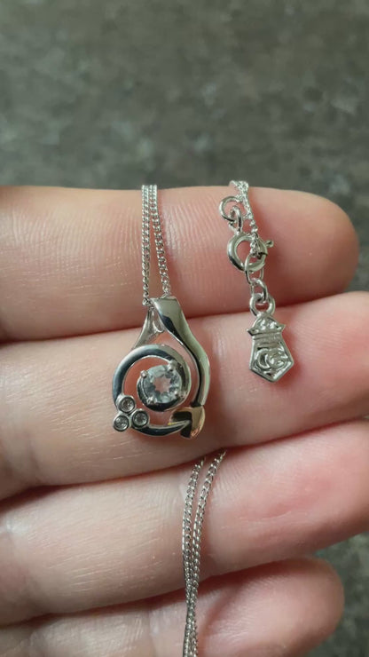 Clogau Tree of Life Origin White Topaz pendant necklace 18-22” in silver and rose gold