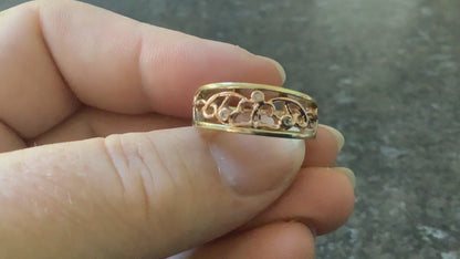 Clogau 9ct 5 diamond Cariad ring size O1/2 yellow and rose gold hallmarked