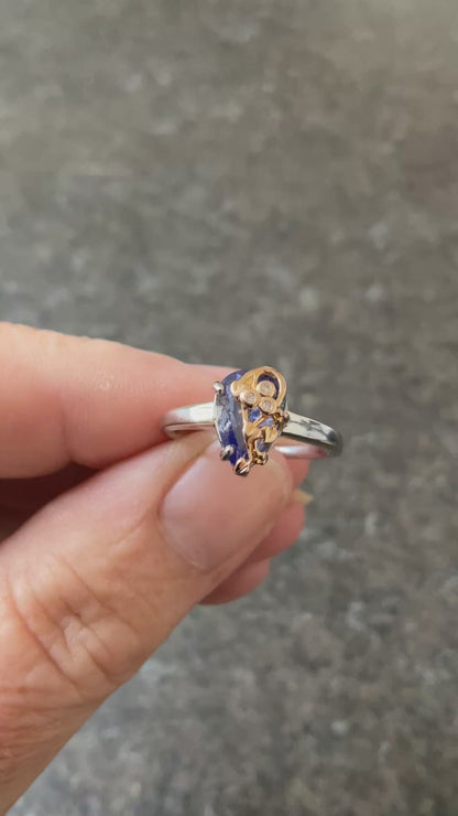 Clogau 18ct Tanzanite and Diamond Tree of Life Solitaire ring size N in white gold