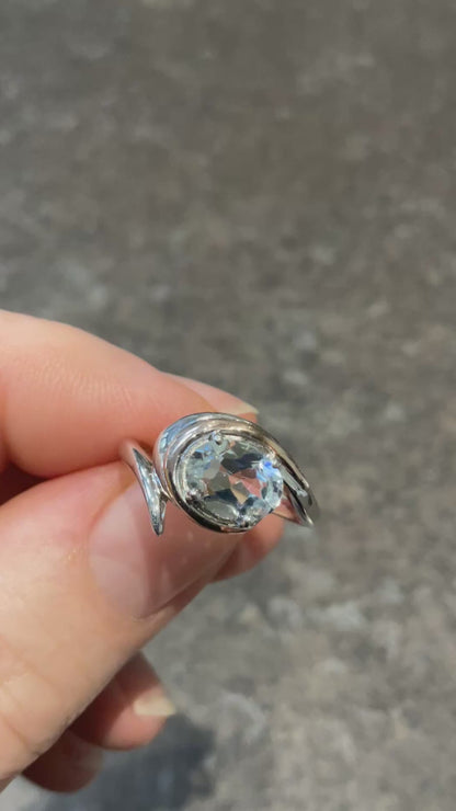 Clogau Serenade white topaz ring size M in silver and rose gold