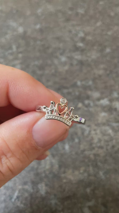 Clogau Julien MacDonald Royal Crown white topaz ring size P silver and rose gold