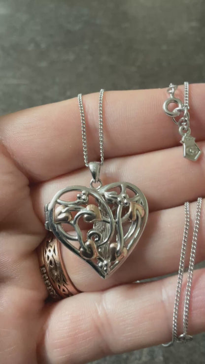 Clogau Large Fairy Heart Lockets necklace 18-22” in silver and rose gold RRP £330