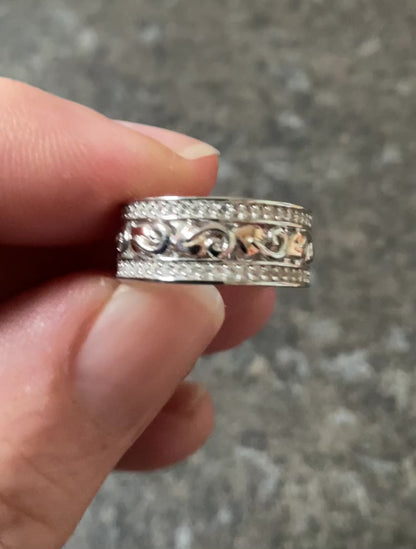 Clogau Tree of Life White Topaz Triple band ring size K in silver and rose gold RRP £219