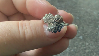 Clogau Royal Oak leaf ring size P silver and rose gold RRP £169