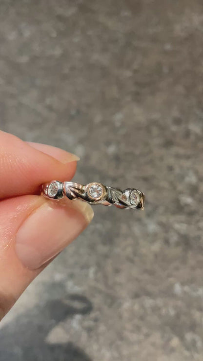 Clogau Tree of Life White Topaz stacking ring size P in silver and rose gold RRP £209