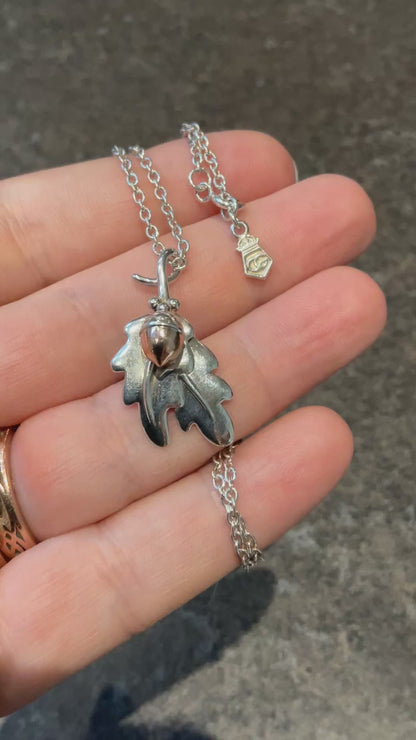 Clogau Royal Oak pendant necklace in silver and rose gold 18”