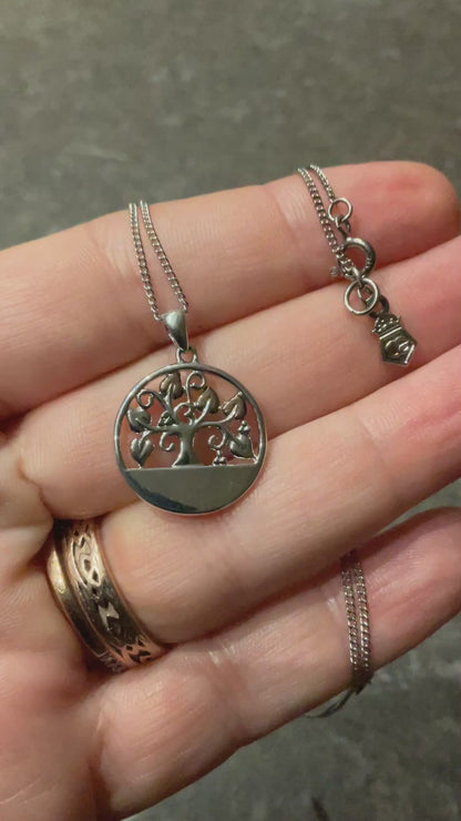 Clogau Tree of Life circle disc pendant 18-22” necklace in Silver and rose gold