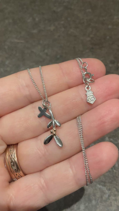 Clogau Mistletoe and Kisses pendant necklace in silver and rose gold 18”