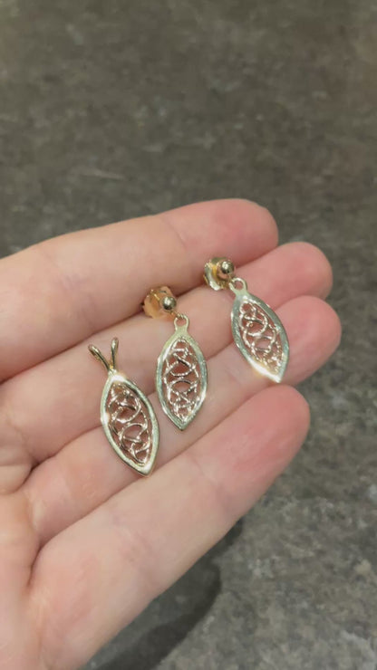 Clogau 9ct Queen Eleanor elliptical drop earrings and Queen Eleanor elliptical pendant (purchase individually or as a set)