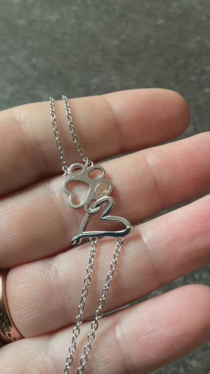 Clogau Paw Prints on my Heart bracelet 16 to 18.5cm in silver and rose gold
