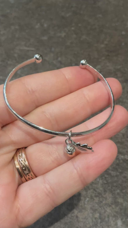 Clogau Royal Oak Cuff Bangle bracelet in silver and rose gold