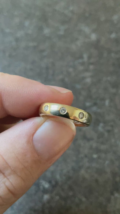 Clogau 9ct Cariad 3 Diamond Wedding Band ring size J in yellow gold
