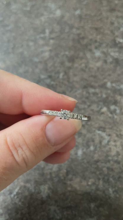 Clogau 9ct White Gold 0.20ct Diamond 2mm Engagement Ring size S RRP £900
