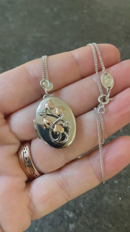 Clogau Tree of Life Diamond Locket 18-22” necklace in silver and rose double photo
