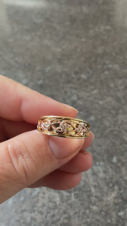 Clogau 9ct Diamond Cariad Am Byth ring size U in yellow & rose gold to commemorate the wedding of Prince William to Kate Middleton 4. 72g