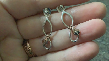 Clogau Tree of Life drop earrings silver and rose gold