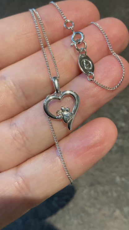 Clogau Paw Prints on my Heart White Topaz pendant necklace in silver and rose gold 18-22”