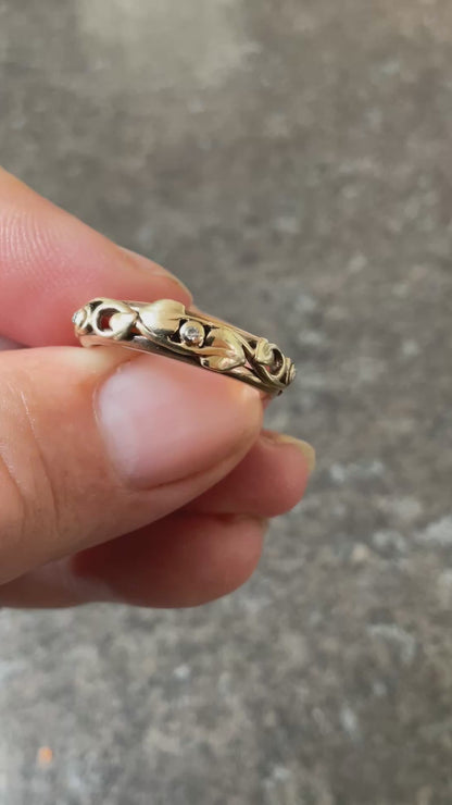 Rare Clogau 9ct 3 Diamond Tree of Life ring size M1/2 yellow and rose gold