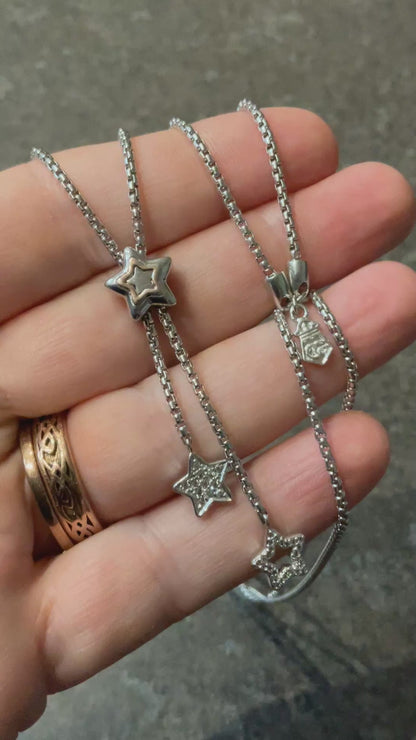 Clogau David Emanuel Star slider lariat necklace in silver and rose gold with Swarovski crystals