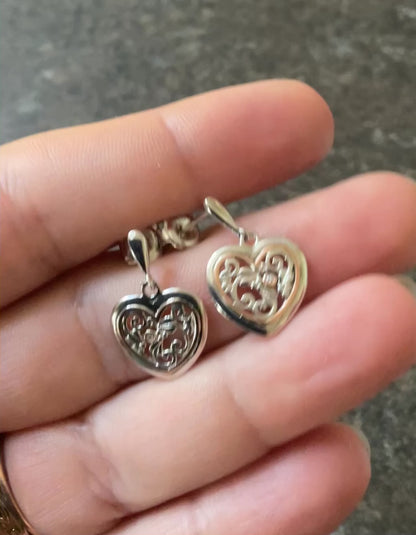 Clogau Tree of Life One Diamond Heart drop earrings in silver and rose gold