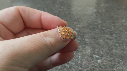 925 peachy orange gemstone cluster ring size P sterling silver TGGC