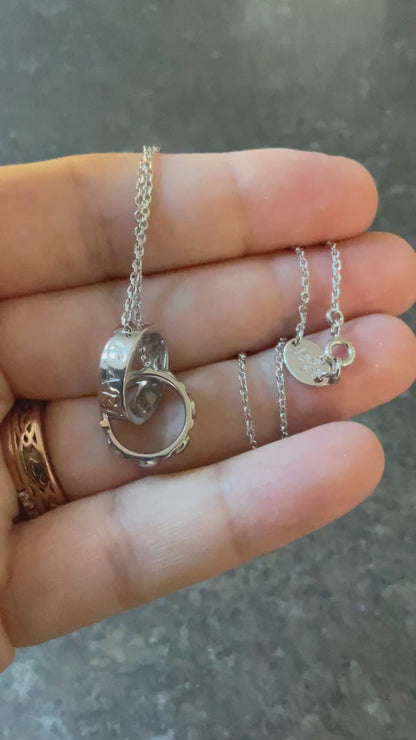 Clogau Cariad Links white topaz hearts necklace 18” in silver and rose gold