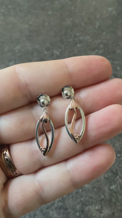 Clogau Through These Eyes drop earrings in silver and rose gold