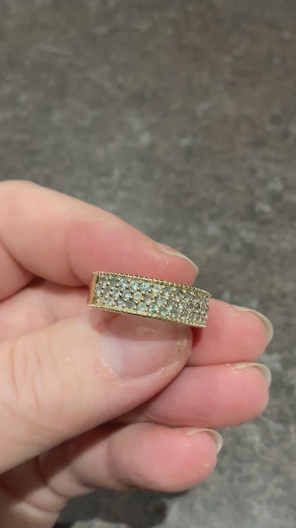 Unisex 9ct Alexandrite three sided pave set band ring size N