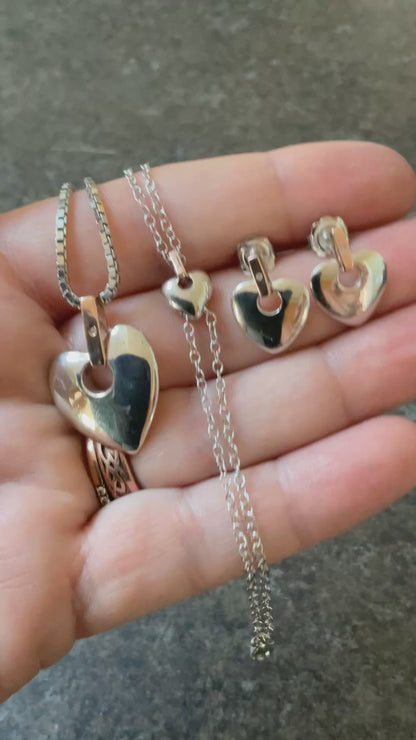 Clogau Cariad Large heart Diamond necklace £140 and earrings £100, double strand heart bracelet £90