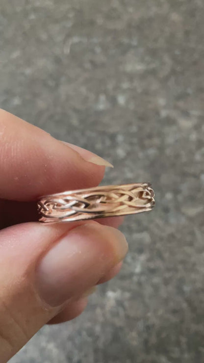 Clogau 9ct Annwyl Slim 5mm rose gold band ring wedding ring size Q Unisex