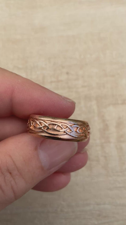 Clogau 9ct Rose Gold Wide Annwyl 8mm wedding band ring size T1/2 Unisex ladies Gentlemen