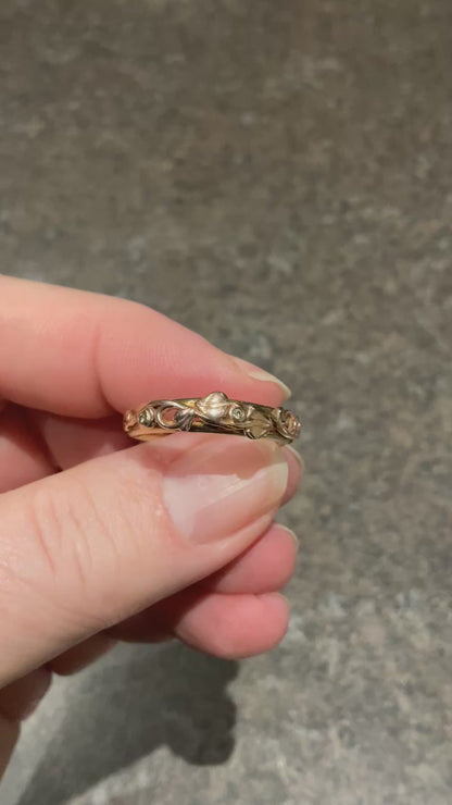 Clogau Tree of Life 3 Diamond ring size T in yellow and rose gold 3.52g