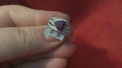 9ct Rhodolite Garnet & Diamond yellow gold ring N1/2 hallmarked