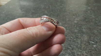 925 Andalusite and zircon channel set cross over ring size N1/2 sterling silver