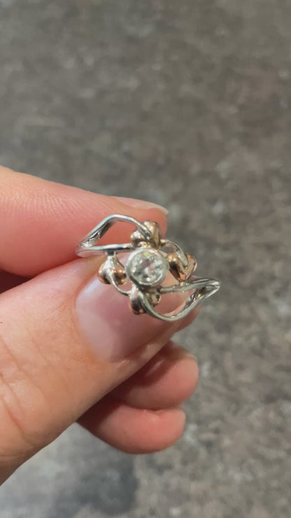 Clogau Love Vine Aquamarine ring size O in silver and rose gold