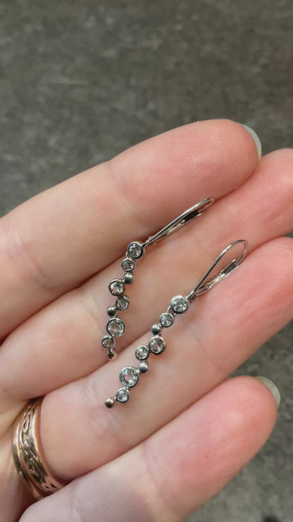 Clogau Celebration White Topaz drop earrings in silver and rose gold