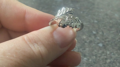 Clogau Royal Oak leaf ring size Q silver and rose gold RRP £169