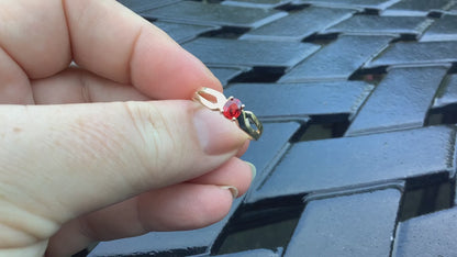 9ct red gemstone oval ring 5x4mm size N solitaire yellow gold
