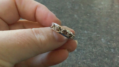 925 Andalusite & zircon half eternity ring size P1/2 sterling silver TGGC
