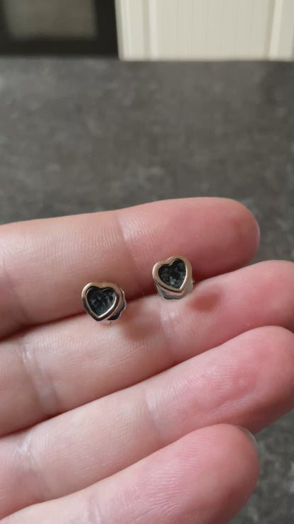 Clogau Rare Heart of Wales Preseli Bluestone Heart stud earrings in silver and rose gold