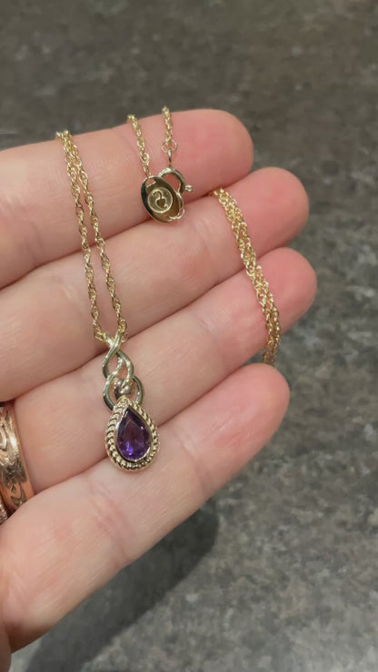 Royal Clogau Delphinium Amethyst yellow and rose gold pendant necklace 18-22”