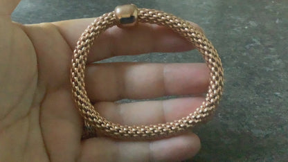 BRONZE MILOR ITALY stretch mesh rose gold tone bracelet