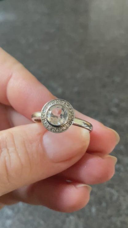 Clogau Ar Dan White Topaz Cocktail ring size T in silver and rose gold