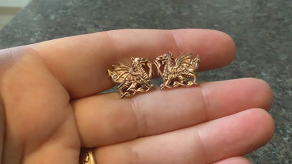 Clogau 9ct Diamond rose gold Welsh Dragon cufflinks vintage 10.6g