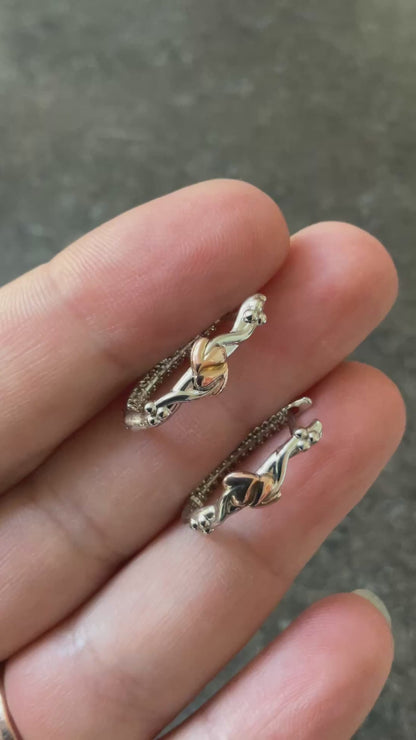 Clogau Tree of Life White Topaz creole hoop earrings in silver and rose gold