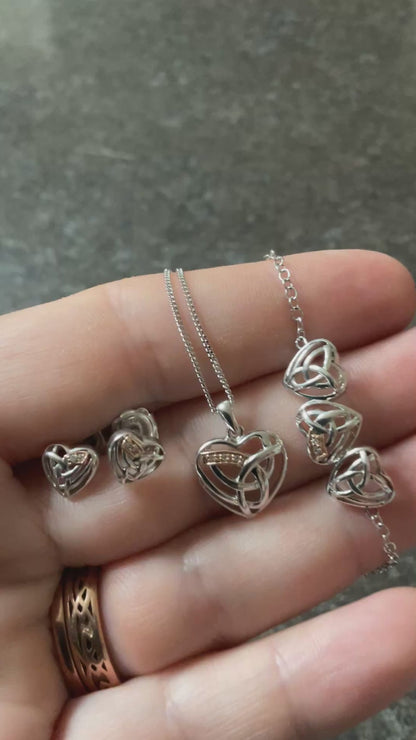 Clogau 925 Entwined Hearts Eternal Love Diamond Necklace (£100) Bracelet (£90) & Earrings (£85) set (250)